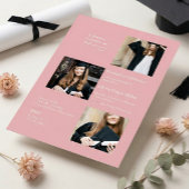 Modern Rose Gold Photo Collage Graduation Einladung