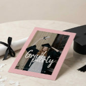 Modern Rose Gold Photo Collage Graduation Einladung