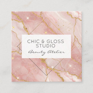 Modern Rose Gold Quartz Beauty Salon Quadratische Visitenkarte
