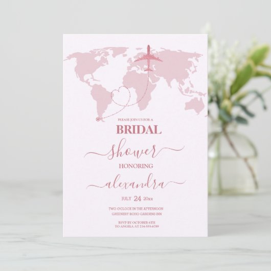 Modern Rose Gold Reisepass Bridal Einladung (Stehend Vorderseite)