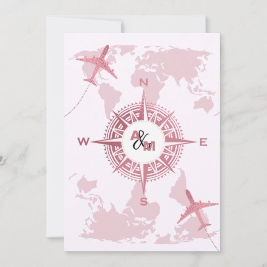 Modern Rose Gold Reisepass Bridal Einladung (Rückseite)