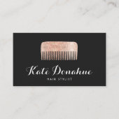 Modern Rose Gold Sequel Comb Hair Stylist Salon Visitenkarte (Vorderseite)