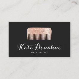 Modern Rose Gold Sequel Comb Hair Stylist Salon Visitenkarte