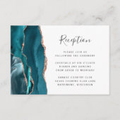 Modern Rose Gold Silver Agate Wedding Reception Begleitkarte (Vorderseite)