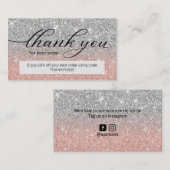 Modern Rose Gold Silver Glitzer Business Vielen Da Visitenkarte (Vorne/Hinten)