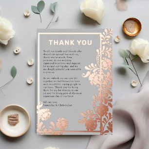 Modern Rose Gold Wedding Dankeschön Card Folieneinladung