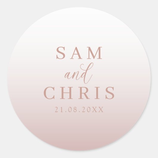 Modern Rose Gold Wedding Monogram  Runder Aufkleber (Vorderseite)
