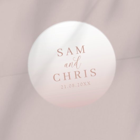 Modern Rose Gold Wedding Monogram Runder Aufkleber