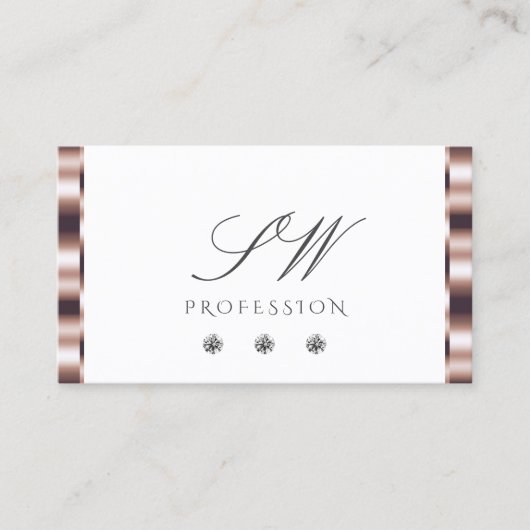 Modern Rose Gold Weißglatter Diamanten Visitenkarte (Vorderseite)