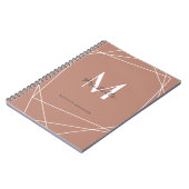 Modern Rose Gold White Monogram Name Script Notizblock (Linke Seite)
