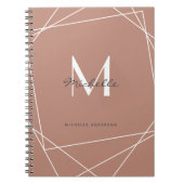 Modern Rose Gold White Monogram Name Script Notizblock (Vorderseite)