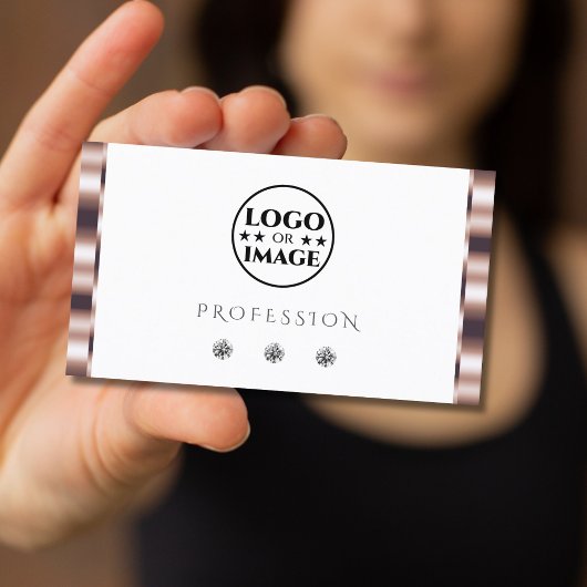 Modern Rose Gold White Sparkling Diamonds Add Logo Visitenkarte