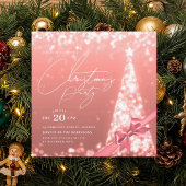 MODERN Rose Gold Winter Christmas Tree Bow Party Einladung