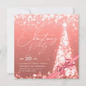 MODERN Rose Gold Winter Christmas Tree Bow Party Einladung (Vorderseite)