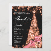 Modern Rose Gold Xmas Tree Bow Sweet 16 Birthday Einladung (Vorderseite)