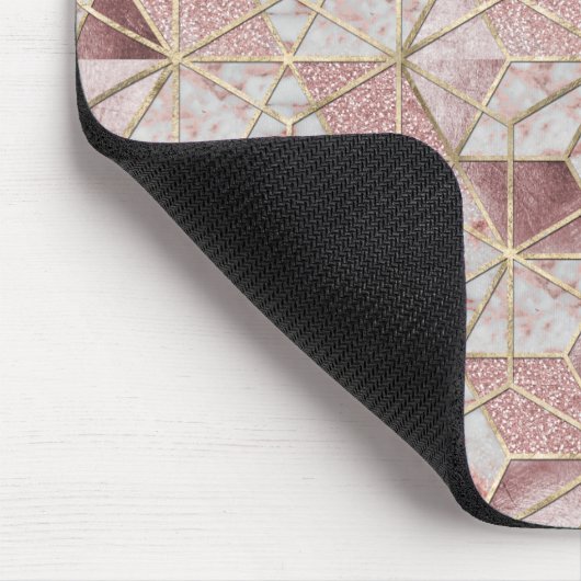 Modern Rose goldenes geometrisches Sternmuster Blu Mousepad (Ecke)