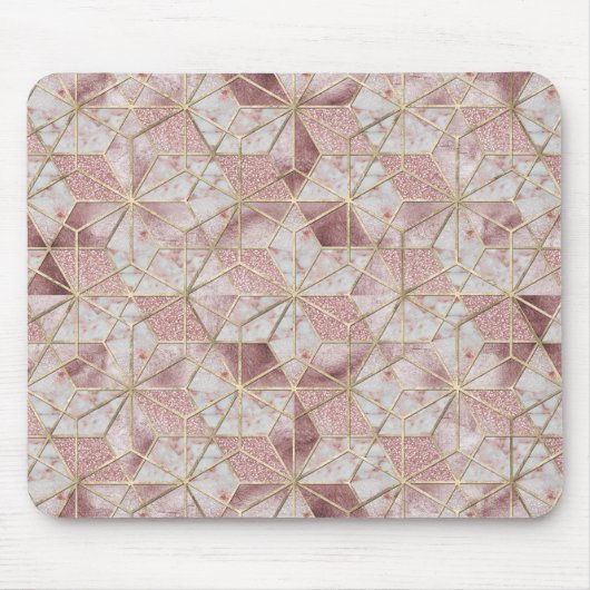 Modern Rose goldenes geometrisches Sternmuster Blu Mousepad (Vorne)