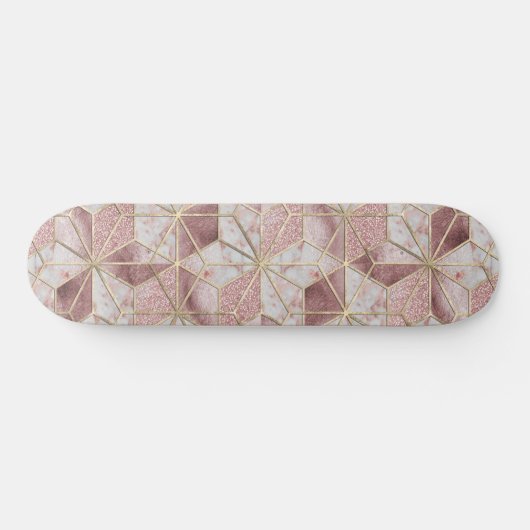 Modern Rose goldenes geometrisches Sternmuster Blu Skateboard (Horizontal)