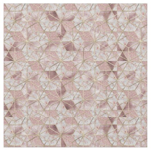 Modern Rose goldenes geometrisches Sternmuster Blu Stoff (Nahaufnahme)