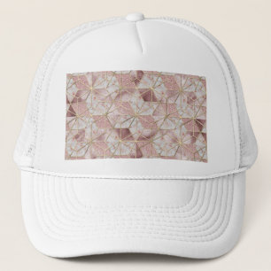 Modern Rose goldenes geometrisches Sternmuster Blu Truckerkappe