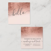 Modern Rose Goldfolie Ober rot Rosa Hallo Quadratische Visitenkarte (Vorne/Hinten)