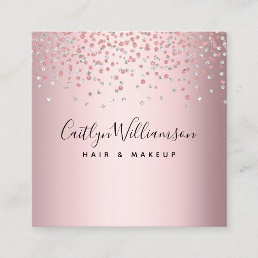 Modern Rose Goldhaar-Stilschrift Quadratische Visitenkarte (Vorderseite)