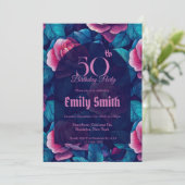 Modern Rose Petal 70Th Birthday Einladung (Stehend Vorderseite)