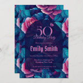 Modern Rose Petal 70Th Birthday Einladung (Vorne/Hinten)