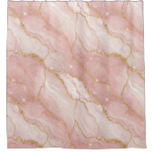 Modern Rose Quartz Marble Gold Duschvorhang (Vorderseite)