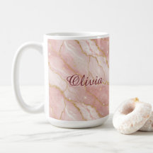 Modern Rose Quartz Marble Gold Glitter