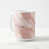 Modern Rose Quartz Marble Gold Glitter Kaffeetasse (Vorderseite Links)
