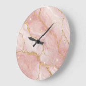 Modern Rose Quartz Marble Gold Große Wanduhr (Winkel)
