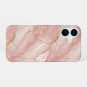 Modern Rose Quartz Marble Gold iPhone 16 Hülle (Rückseite (Horizontal))