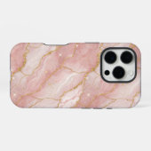 Modern Rose Quartz Marble Gold iPhone Hülle (Rückseite (Horizontal))