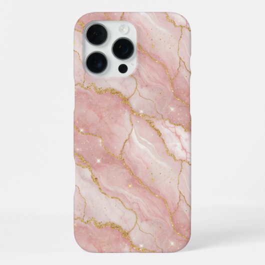 Modern Rose Quartz Marble Gold iPhone Hülle (Rückseite)