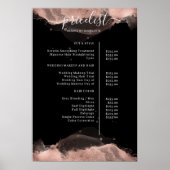 Modern Roségold Black Watercolour Pricelist Poster (Vorne)