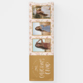 Modern Roségold Konfetti 3 Foto Abschlussfeier Banner (Vertikal)