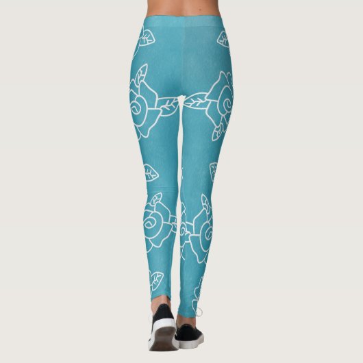 Modern Roses on Light Turquoise  Leggings (Rückseite)