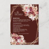 Modern Rosewood Gold Geometric Wedding Details  Begleitkarte (Vorderseite)