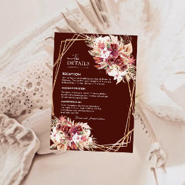 Modern Rosewood Gold Geometric Wedding Details  Begleitkarte