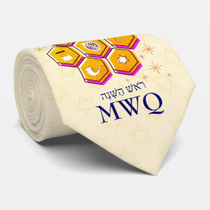 Modern Rosh Hashanah L'SHANAH TOVAH Monogram Krawatte