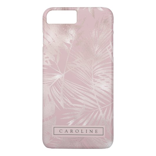 Modern Rosy Gold Palms Marble Phone Case (Rückseite)