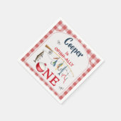 Modern Rot Gingham Ofishally One 1. Geburtstag Serviette (Ecke)