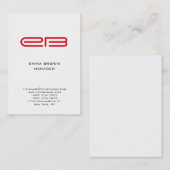 Modern roter monogramm weißer Hintergrund Visitenkarte (Vorne/Hinten)