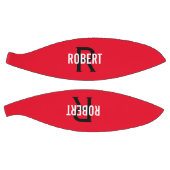 Modern roter schwarzer Monogramm-Name Basketball (Panele)