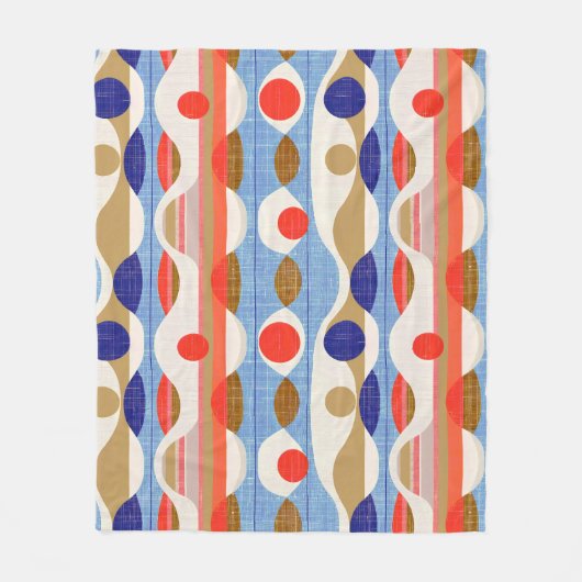 Modern rotes blaues Ogee-Muster Fleecedecke (Vorderseite)
