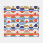 Modern rotes blaues Ogee-Muster Fleecedecke (Vorderseite (Horizontal))