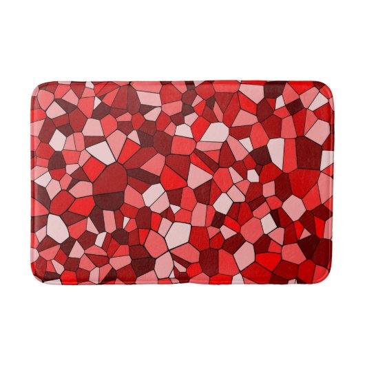 Modern rotes geometrisches Mosaikmuster Badematte (Vorderseite)