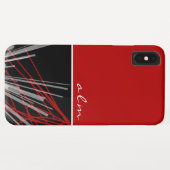 Modern rotes Schwarz/Weiß-Abstraktes Monogramm Case-Mate iPhone Hülle (Rückseite (Horizontal))