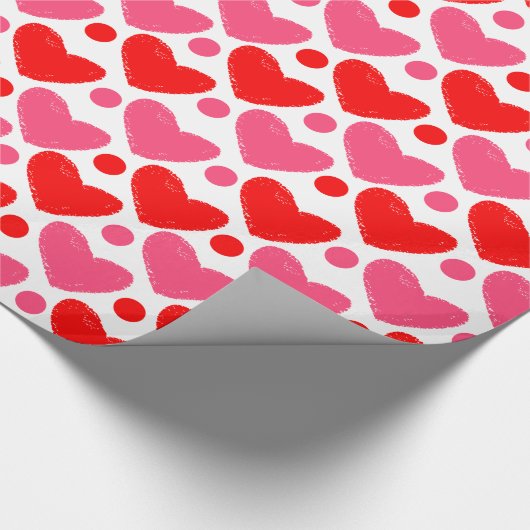 Modern rotes und rosa Herz-Muster-Papier Geschenkpapier (Ecke)
